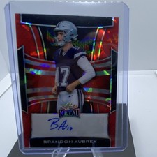 2025 Leaf Metal Red Cracked Ice Autograph Brandon Aubrey Football #BA-BA1 /7