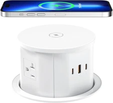 ANNQUAN 20 Amp Pop up Countertop Outlet with 15W Wireless Charger,Max 65W Power 