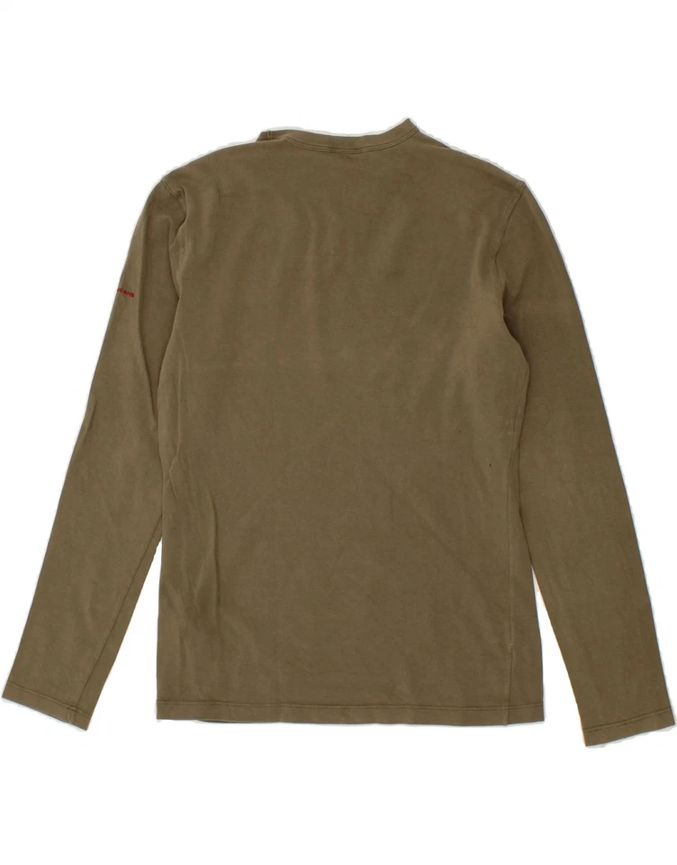 GUESS Womens Top Long Sleeve UK 14 Large Khaki Cotton AV13 - Image 2 of 3