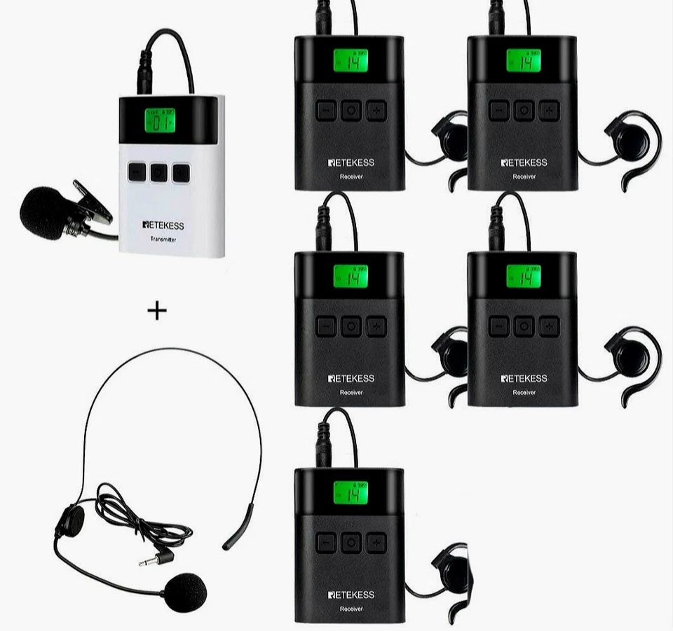 Retekess TT122 Wireless Tour Guide System Mikrofon Sender 5 Empfänger Fabrik - Bild 3 von 4