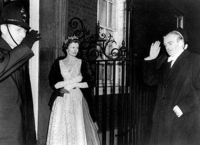 Sir Anthhony Eden his wife pictured at 10 Downing Street for a for- Old Photo