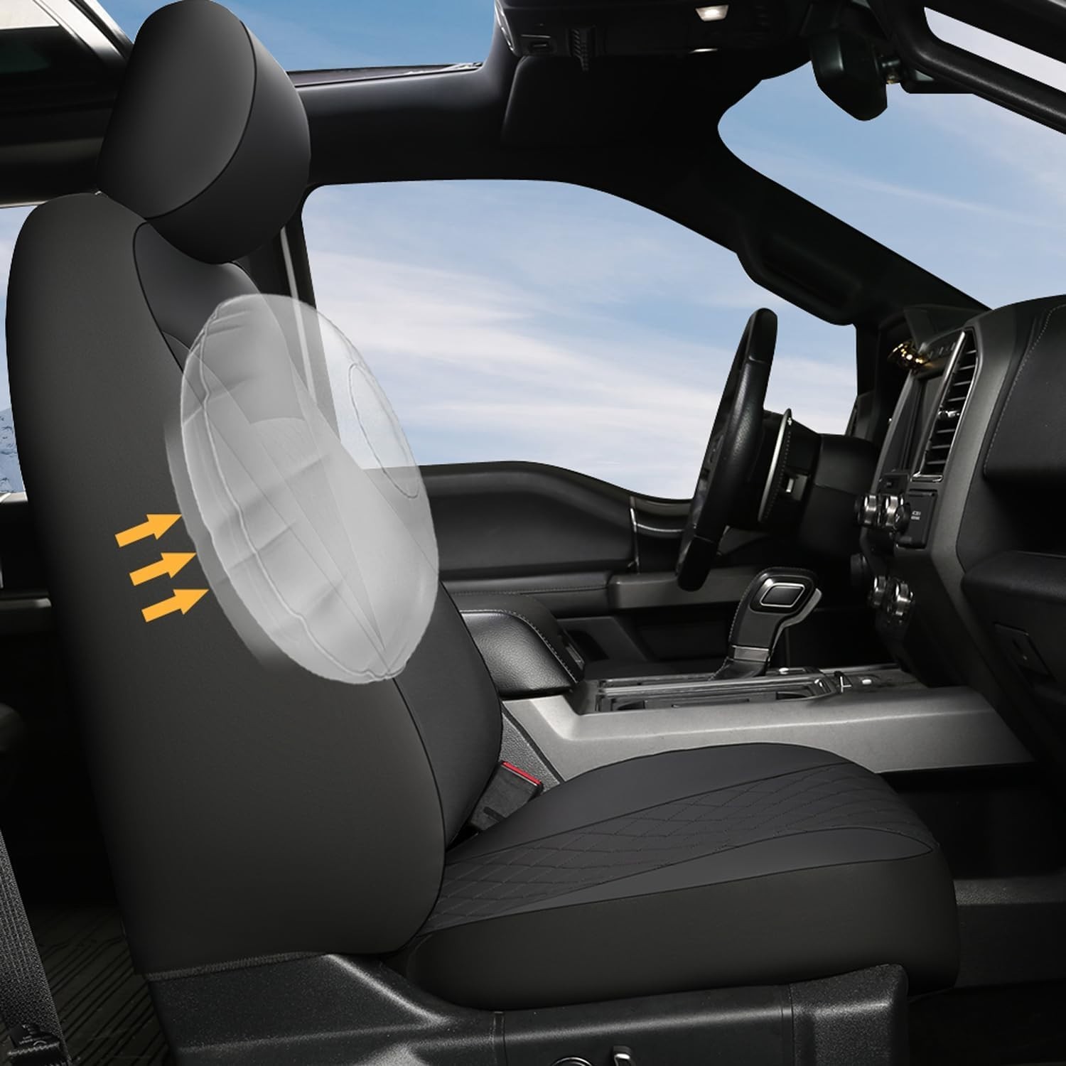 Front Car Seat Covers 2 Pcs Ford F150 F250 F350 F450 Super Crew/Crew Cab Pickup