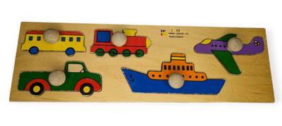 Vintage Doron Layeled Ltd Large Wooden Nob Transportation Puzzle