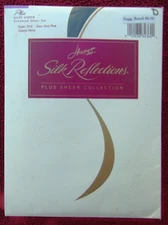 NEW VINTAGE HANES SILK REFLECTIONS~PLUS SHEER SILKY PANTYHOSE~SZ ONE PLUS~NAVY~D