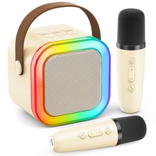 Mini Karaoke Machine for Kids Adults, Portable Bluetooth Speaker with 2 Wirel...