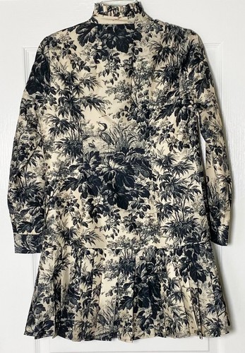 TUCKERNUCK schwarz beige Zypresse Toile Tate kastig Plissee Swing Minikleid XS = 0/2 - Bild 6 von 12