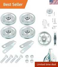 4 Pack 3" Heavy Duty Garage Door Pulley Kits, 4 Pcs Sheave Pulleys, 2 Pcs Cle...