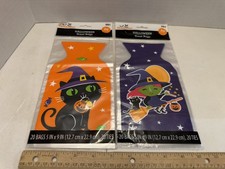 20 Count Halloween Treat Bags -2 Packs with Twist Ties - Two Fun Halloween Theme
