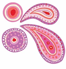 Paisley Wallies 25 Pink Purple Red Fancy Deco Deacals Stickers Border Art Stick