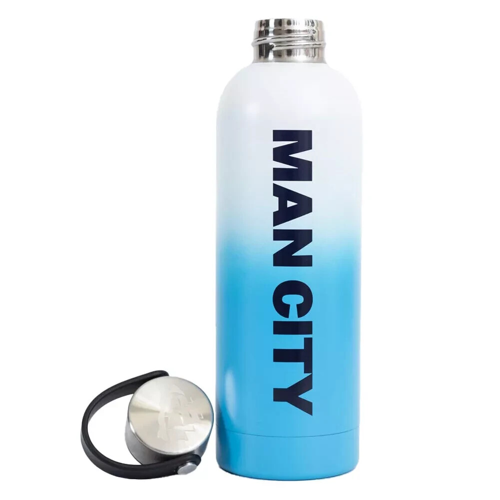 MANCHESTER CITY FC METALLIC THERMAL CHUNKY WATER BOTTLE OFFICIAL LICENSED 500ML