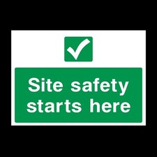 Site Safety Starts Here Plastic Sign OR Sticker - A6 A5 A4 (CSS13B)