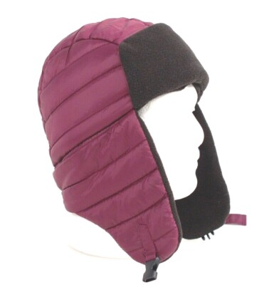 Champion One Size Trapper Hat Faux Fur Lined Ear Flaps Chin Strap Purple  EUC