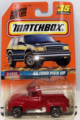 Matchbox 56 Ford Pick Up #35 Red  Classic Decades Mattel Wheels 1998