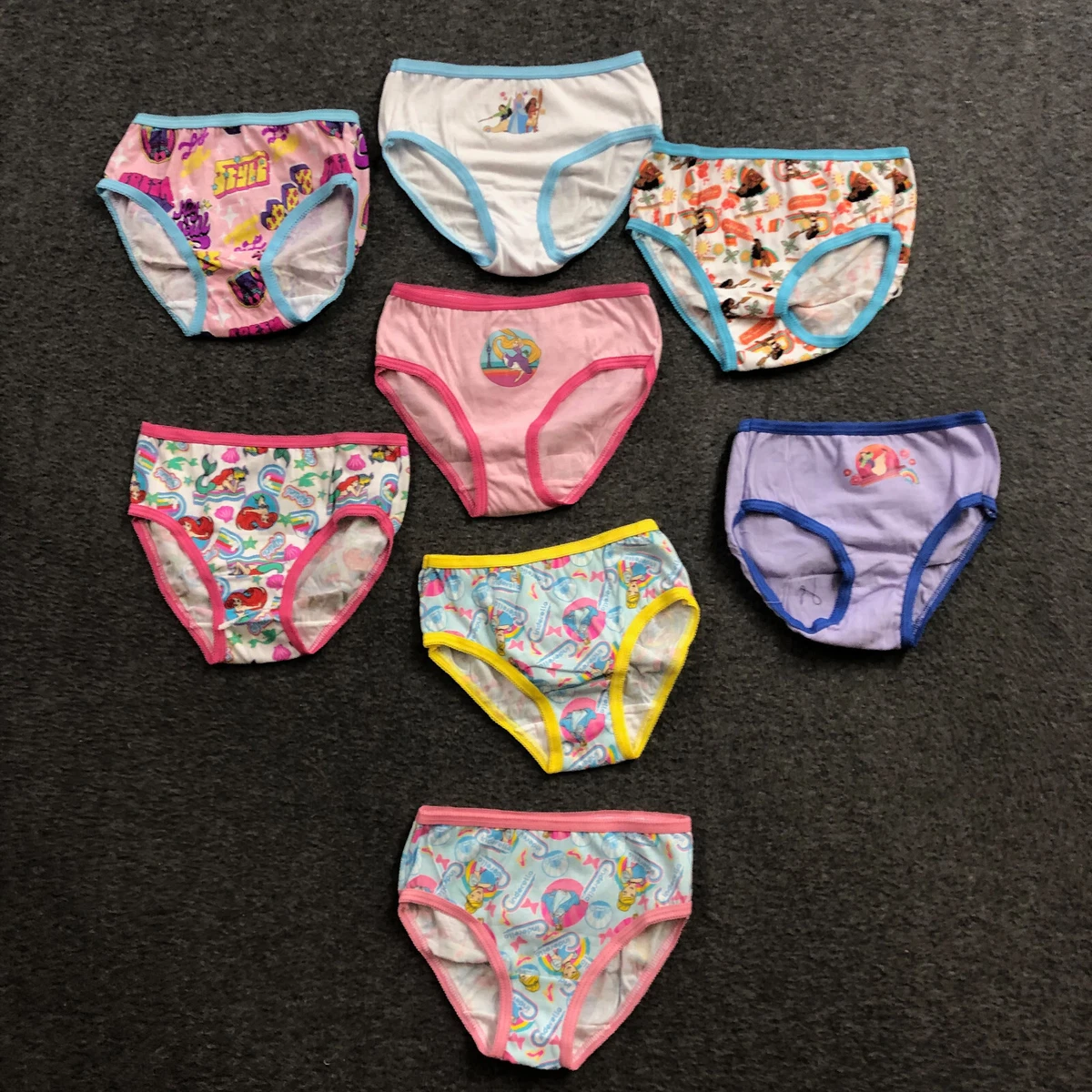 8 PACK Disney Assorted Girls Panties Multicolor Briefs Size 4 100% Cotton  NWOT