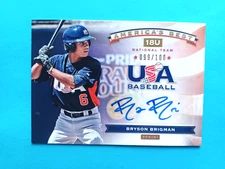 2013 PANINI USA BASEBALL BRYSON BRIGMAN #2 RC ROOKIE AUTO #99/100 18U  NTL TEAM