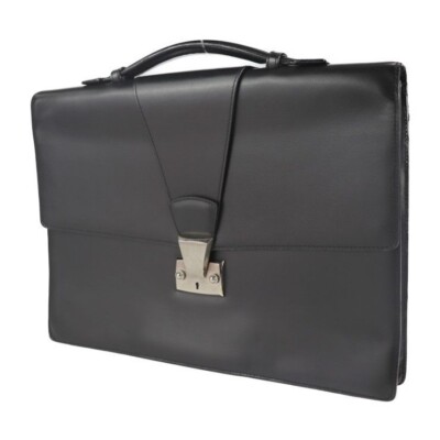 Cartier bag briefcase business leather color Black Silver fashion