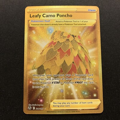 Leafy Camo Poncho 214/195 MINT -Gold Pokmon Card- Silver Tempest (w) | eBay
