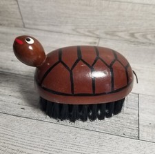 Vintage Turtle Shaped Wood Figural Clothes Shoe Fabric Brush Japan
