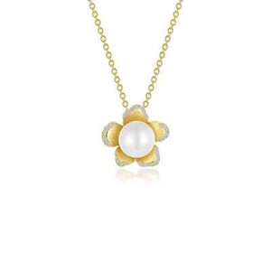 Authentic BRAND Lafonn Yellow Gold Plated Freshwater Pearl Flower Necklace P0289PLG20