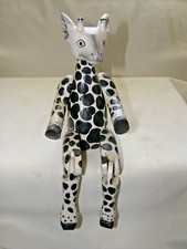 vintage folk art hand carved wood giraffe shelf sitter articulated joints