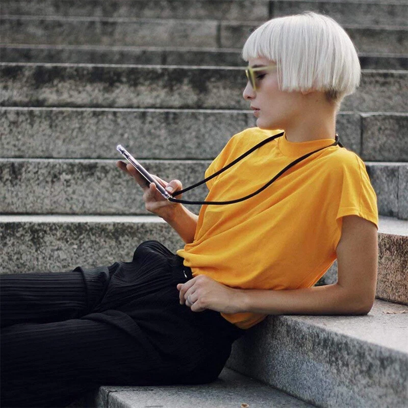 Funda Bandolera Transparente Colorido Cuello Cordón Para iPhone 16 15 Pro Max 14 13 12 11 Foto 2 de 4