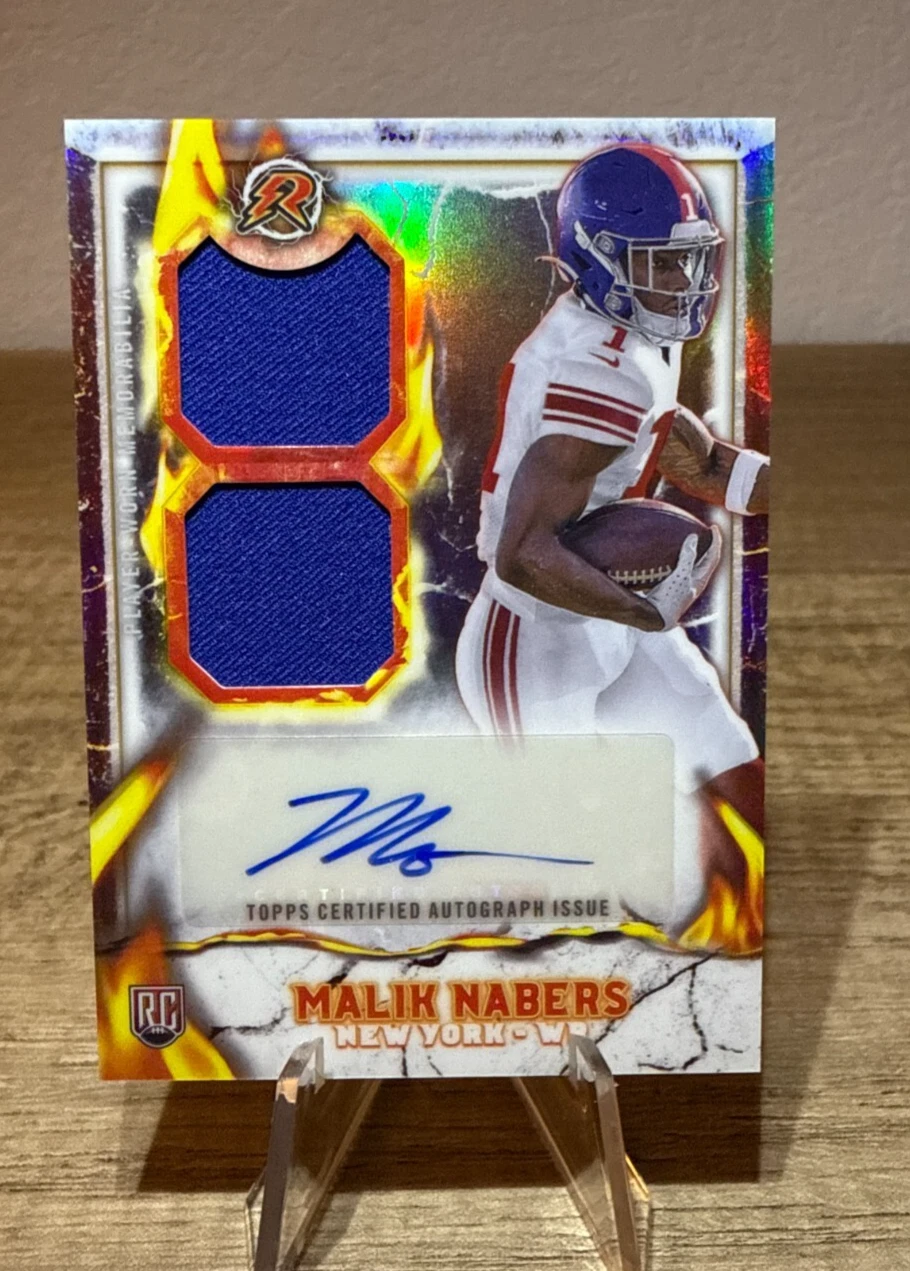 Malik Nabers Topps Resurgence Amped Up Rookie Patch Autographs #AUMN Orange Power Surge