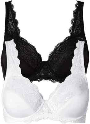 Freemans 2 Packung Spitze unter Verkabelt- Bh Schwarz/Weiß UK 38C (fm146-2)