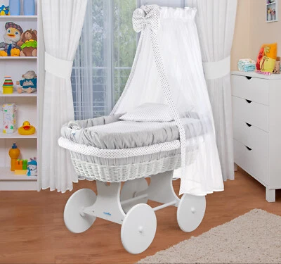 WALDIN BABY COLLECTION WALDIN Baby Bollerwagen,Stubenwagen,komplett mit Zubehör,XXL, Neu, Grau/Punkte