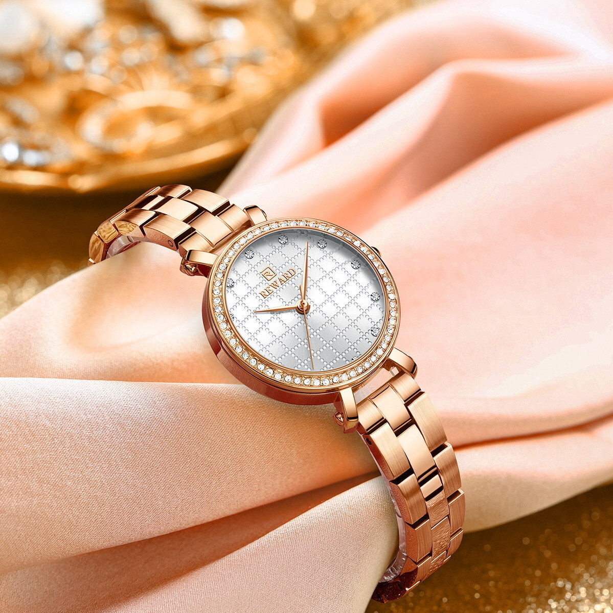 REWARD Women's Watch Women's Small Gold Watch Waterproof Diamond Women