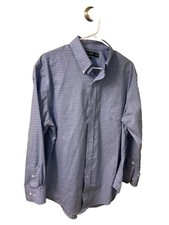 Men's Ralph Lauren Cotton Button Plaid Long Sleeve Shirt, Size 16 1/2 Blue
