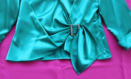 BAY STUDIO Career Evenings Petite ~ Teal Blouse Top NWT ~ Size PM Petite Medium - Picture 3 of 6