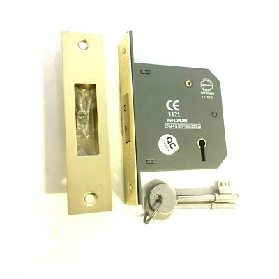Eclipse 5 Hebel poliert Messing Stirn Einsteckschloss DeadLock - 3'' / 76 mm Gehäusetiefe