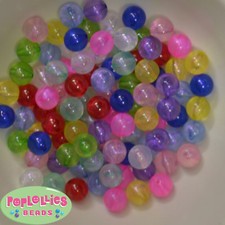 12mm Mixed Color Acrylic Frost Style Bubblegum Beads Lot 100 pc.chunky gumball