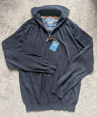 NWT CAMBRIDGE DRY GOODS 1/4 ZIP PULLOVER SWEATER NAVY BLUE MEN