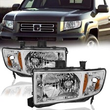 For 2006-2014 Honda Ridgeline Chrome Amber Headlights Assembly Pair 06-14