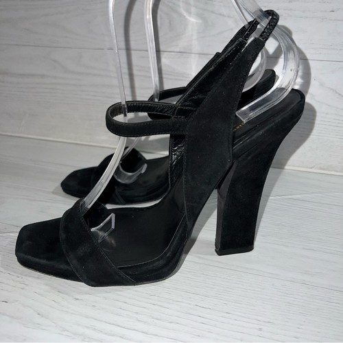 Narciso Rodriguez Zapatos UE Talla 38 Negro Gamuza Sandalias Puntera Cuadrada - Imagen 8 de 10