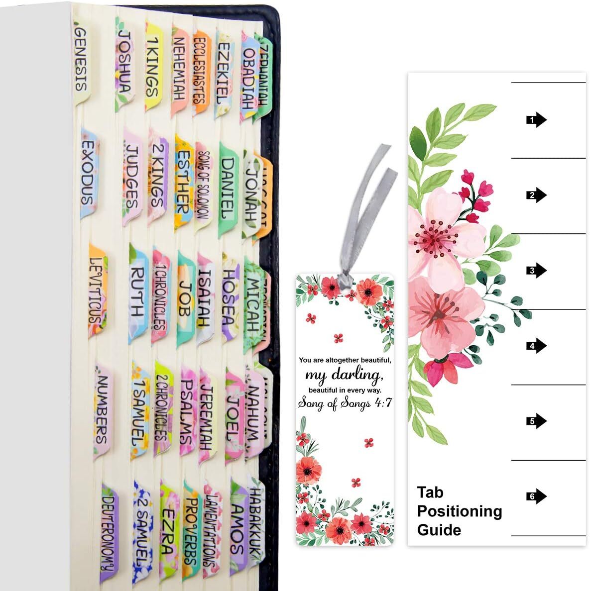 Decorative Laminated Bible Tabs 100PCS Cute tabs for Women and Girl 66...