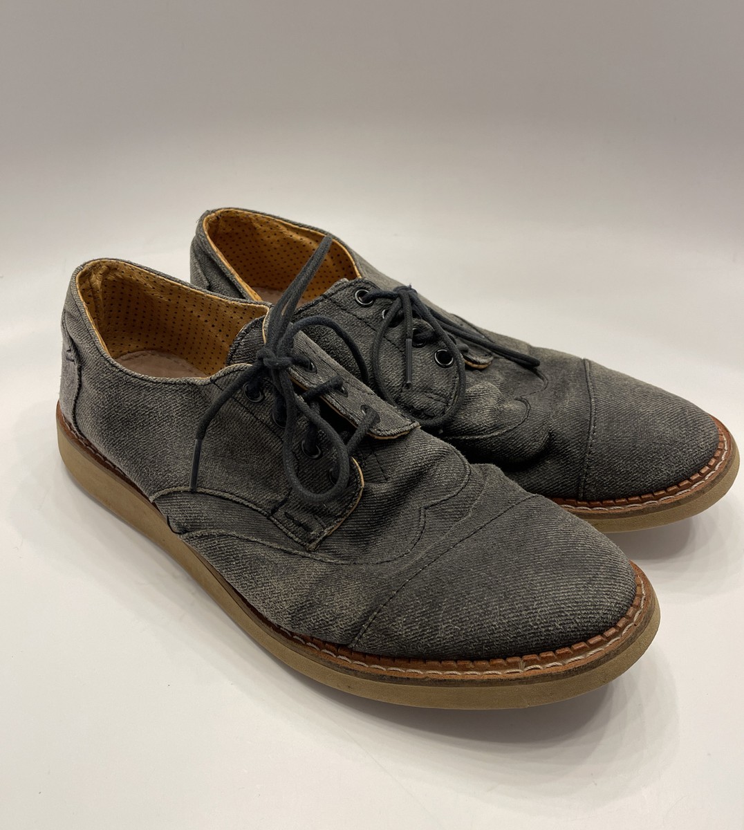 Toms Mens 140515 Gray Cap Toe Denim Lace Up Oxford Dress Shoes Size 8.5 EUR 41 Toms Mens 140515 Gray Cap Toe Denim Lace Up Oxford Dress Shoes Size 8.5 EUR 41