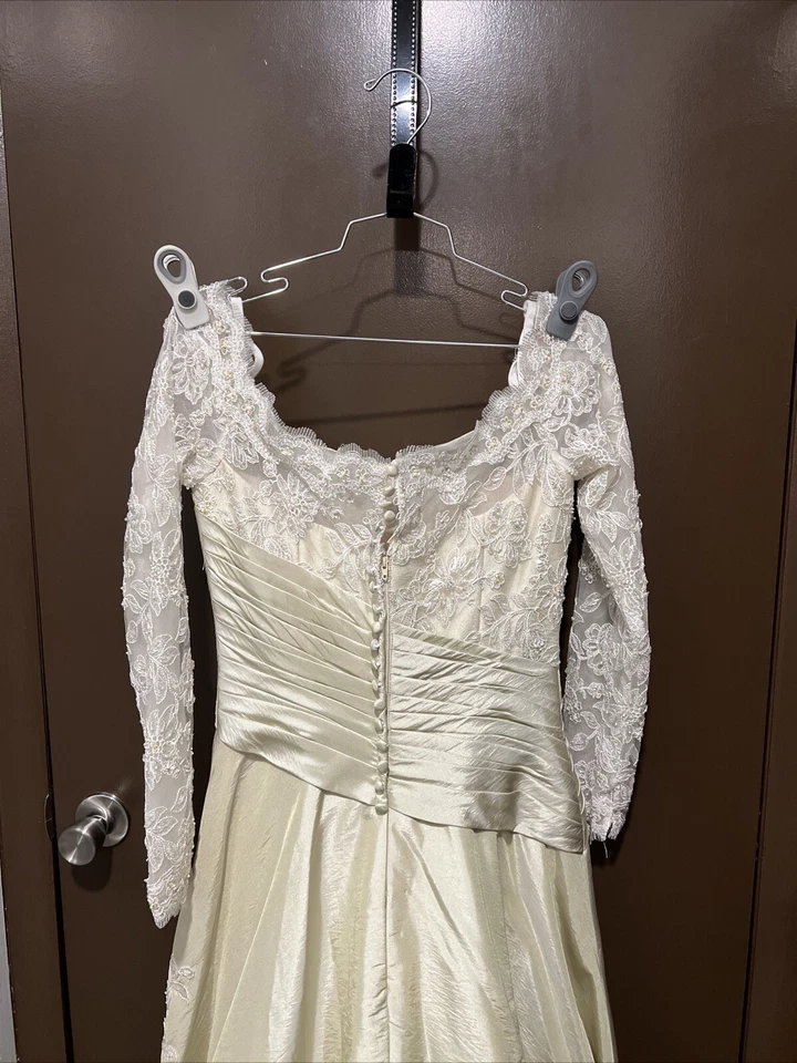 Размер 8 Demetrios 3053 песочный цвет длинным рукавом свадебное платье свадебное платье - Изображение 4 из 4