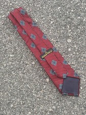 Neiman Marcus 100% Imported Red Silk Tie w Blue Accents - Hand Made in USA