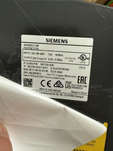 1FL6044-2AF21-1AG1 6SL3210-5FB11-0UF1 siemens V90 drive suit fast ship by dhl - Afbeelding 9 van 9