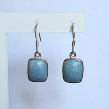 925 Sterling Silver Violan Russian 13mm Blue Diopside Drop Earrings