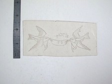 vtg 1960s 1970s Tattoo acetate stencil Two Birds Carrying Banner signed BR4