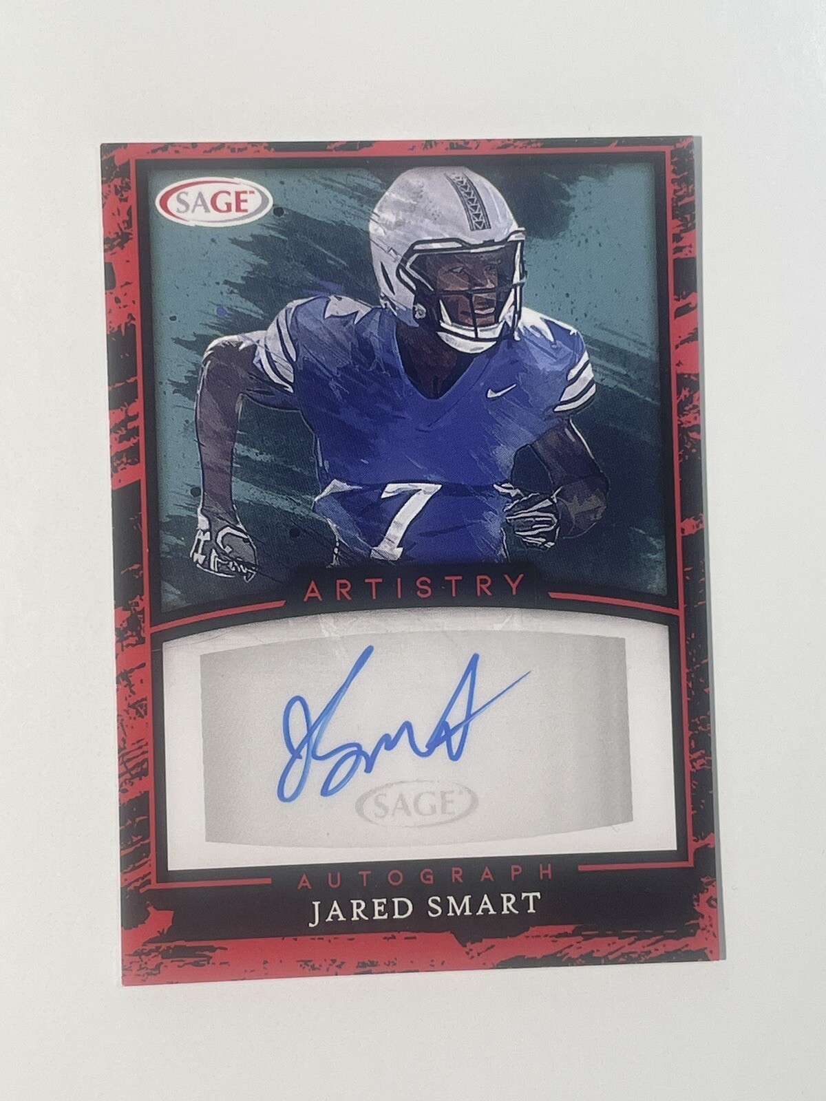 2022 SAGE Artistry Autograph Red/Black Border Jared Smart RC Rookie AUTO A-JS