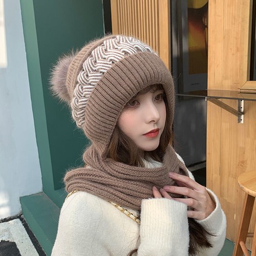 Invierno Para mujeres Gorro Sombreros Bufanda con Capucha Grueso A prueba de viento Cuello Más Cálido Gorra de punto - Imagen 4 de 18