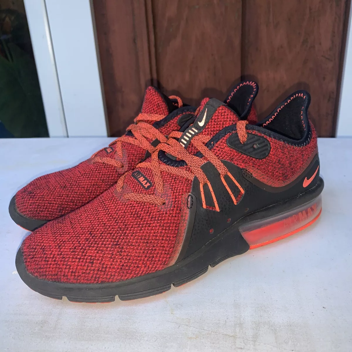 Nike Air Max Sequent Athletic Shoes Mens Size US 7.5 Red Black 921694-066  eBay