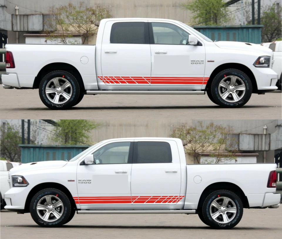 Kit de rayas de carrocería gráfica de calcomanía lateral para Dodge Ram Hemi rejilla cubierta de luz trasera Foto 2 de 4
