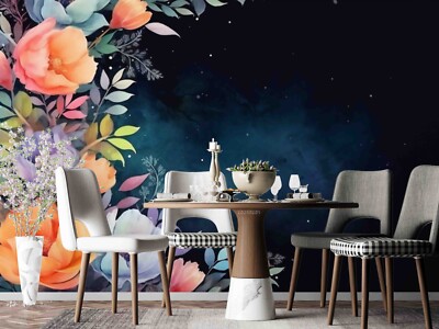 3D Orange Floral Leaf Self-adhesive Removable Wallpaper Murals 4