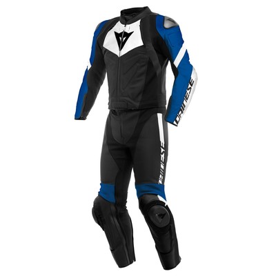 Dainese Avro 4 Zweiteiler black white blue Gr. 56 Motorradanzug Lederkombi