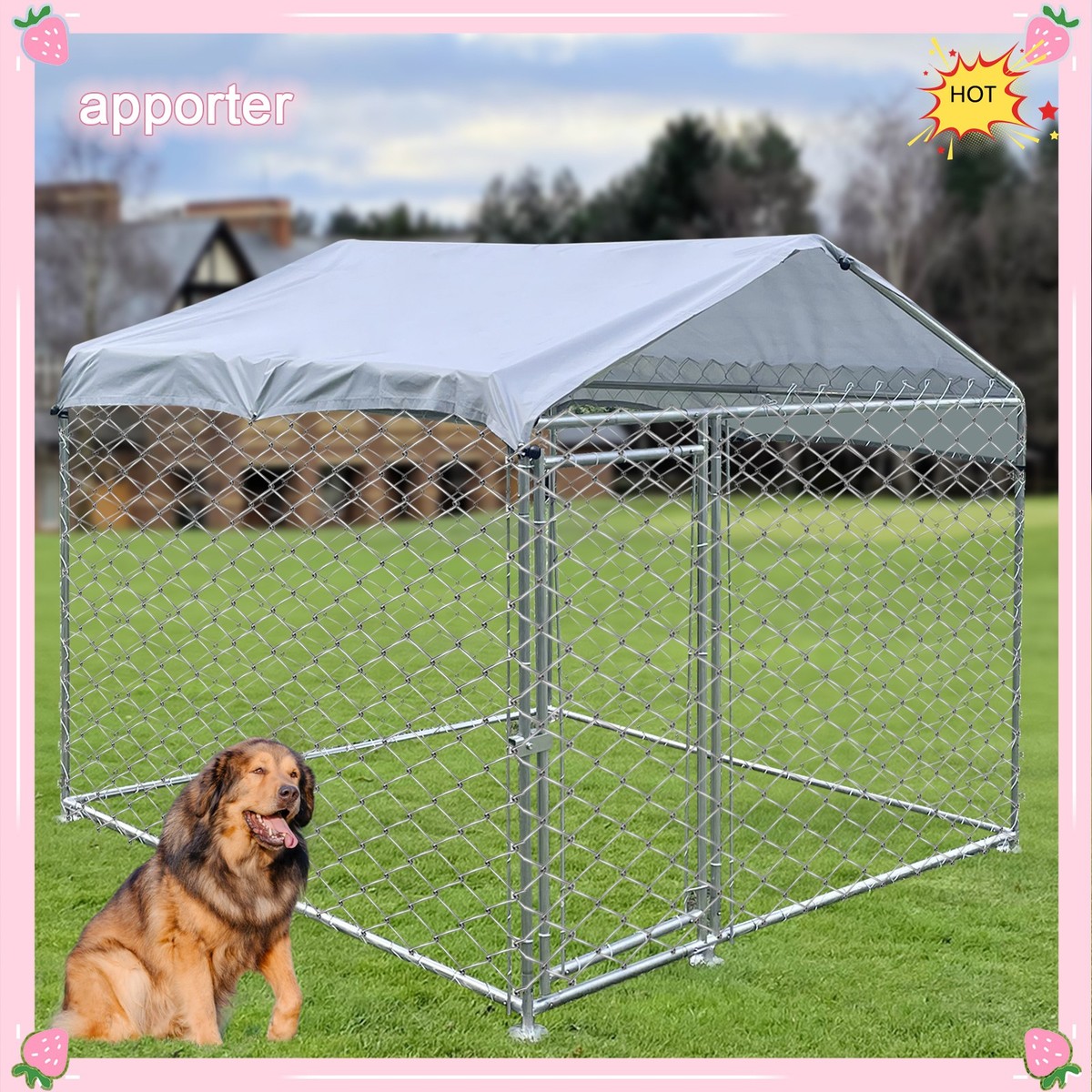 1set Outdoor Pet Dog Run House Kennel Shade Cage Enclosure with